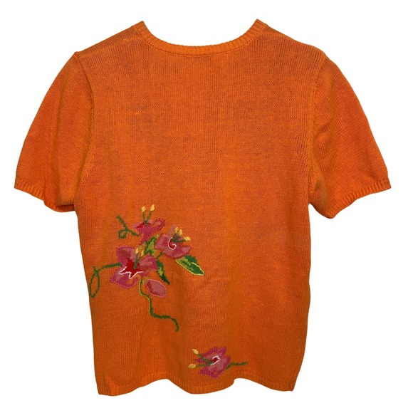 Susan‎ Bristol Cardigan Size S/M Short Sleeve Floral Tropical Embroidery Cotton - Picture 6 of 10